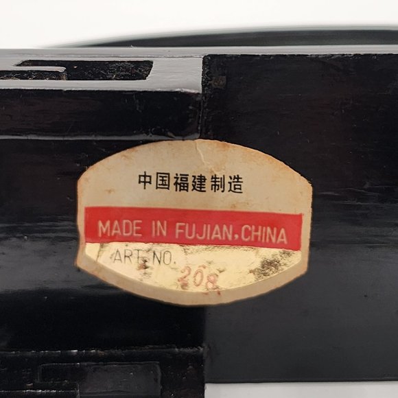 Vtg. Chinese SAN YOU Diorama Cork Carving Glass Case Pagoda Trees & Cranes 6.5"H - Picture 6 of 11